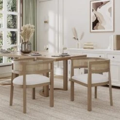 Christopher Knight Home Cinnabar 19.75" Seat Height Upholstered Rubberwood Tub Dining Chairs With Cane Back(Set Of 2) -FurniVerse Store GUEST 27da073c 6f36 43ba abb9 a19385230eac