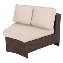 Madras Tortuga 8pc Wicker 1/2 Round Seating Set With Ice Bucket Ottoman - Brown/Beige - Christopher Knight Home -FurniVerse Store GUEST 280f37ad e886 43e7 9841 20815c505486