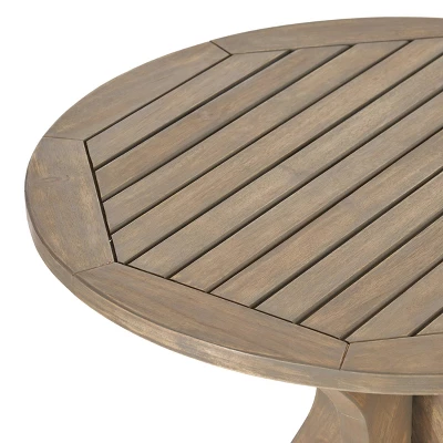 Bryant 3pc Acacia Wood & Wicker Bistro Set - Gray/Gray - Christopher Knight Home 2 Bryant 3pc Acacia Wood & Wicker Bistro Set - Gray/Gray - Christopher Knight Home - Image 2