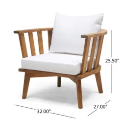 Christopher Knight Home 5 Piece Outdoor Patio Fire Pit Conversation Set With 32" Gas Fire Pit Table And Acacia Wood Club Chairs -FurniVerse Store GUEST 29ac6f46 3a9e 4544 87a3 56c96b87bd4d