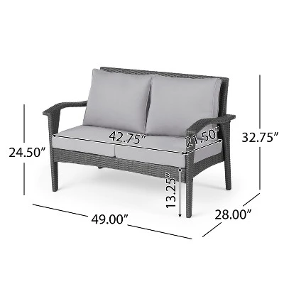 Christopher Knight Home Honolulu 48" Outdoor Wicker Loveseat With Cushions, Gray/Light Gray 2 Christopher Knight Home Honolulu 48" Outdoor Wicker Loveseat With Cushions, Gray/Light Gray - Image 2