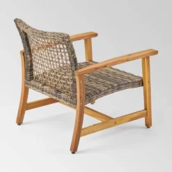 Breakwater 5pc Wood & Wicker Patio Chat Set With Fire Pit - Natural/Gray/Brown - Christopher Knight Home -FurniVerse Store GUEST 2a451d78 9254 458b 9507 f8dd4ae84387