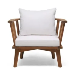 Christopher Knight Home 5 Piece Outdoor Patio Fire Pit Conversation Set With 32" Gas Fire Pit Table And Acacia Wood Club Chairs -FurniVerse Store GUEST 2b9c1fa7 fc06 486f 86ce e7f04c4e55ae