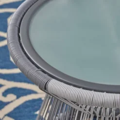 Milan Faux Rattan Side Table - Gray/White - Christopher Knight Home -FurniVerse Store GUEST 2d4072a4 cb07 4ae4 98f0 288b193e0442