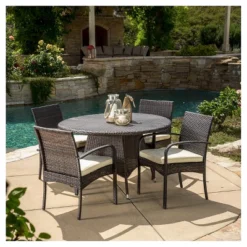 Theodore 5pc Wicker Patio Dining Set - Christopher Knight Home -FurniVerse Store GUEST 2e60385f 18cf 4038 8760 5a54195957c5