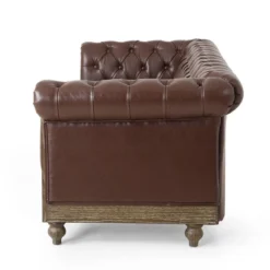 Castalia Chesterfield Tufted 3 Seater Sofa With Nailhead Trim Dark Brown/Natural - Christopher Knight Home -FurniVerse Store GUEST 2ec34203 f020 47f9 bd5c 934690e85999