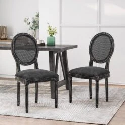 2pk Aquilla French Country Wood And Cane Upholstered Dining Chairs - Christopher Knight Home