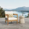 Christopher Knight Home Fawn Modern Outdoor Acacia Wood Club Chair With Cushions, Beige/Teak