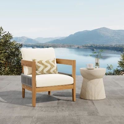 Christopher Knight Home Fawn Modern Outdoor Acacia Wood Club Chair With Cushions, Beige/Teak 1 Christopher Knight Home Fawn Modern Outdoor Acacia Wood Club Chair With Cushions, Beige/Teak