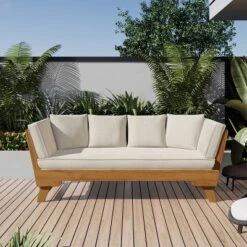 Christopher Knight Home Lana Patio Acacia Convertible 3 Seater Daybed Sofa With Foldable Arm And 4 Pillows -FurniVerse Store GUEST 2fd40cf5 6858 4909 ae7b 502cbc7481d0