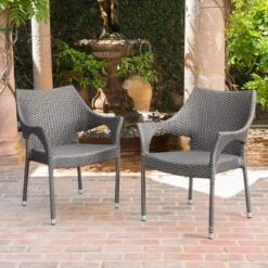 Arden 5pc Wicker Patio Dining Set - Gray - Christopher Knight Home -FurniVerse Store GUEST 301b8786 e1f8 48f2 9670 5273f28250ae