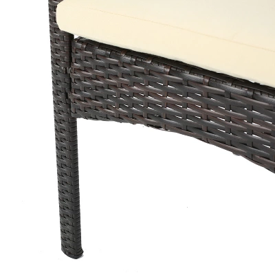 Christopher Knight Home Sere Outdoor Acacia Wood And Wicker 7 Piece Dining Set With Cushion, Brown/Cream 9 Christopher Knight Home Sere Outdoor Acacia Wood And Wicker 7 Piece Dining Set With Cushion, Brown/Cream - Image 9