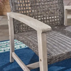 Hampton 2pk Wood & Wicker Mid-Century Club Chairs - Light Gray/Black - Christopher Knight Home -FurniVerse Store GUEST 31cf7bc6 0be7 4441 92a9 c1926274b261