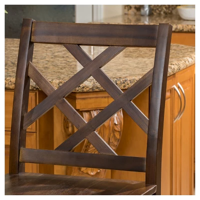 Set Of 2 26.25" Naples Acacia Wood Counter Height Barstool Brown Mahogany - Christopher Knight Home 2 Set Of 2 26.25" Naples Acacia Wood Counter Height Barstool Brown Mahogany - Christopher Knight Home - Image 2
