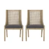 Christopher Knight Home Set Of 2 Maurers Cane And Wood Upholstered Dining Chairs Charcoal/Natural