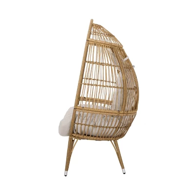 Serina Outdoor Wicker Teardrop Chair With Cushion - Beige/Light Brown - Christopher Knight Home 3 Serina Outdoor Wicker Teardrop Chair With Cushion - Beige/Light Brown - Christopher Knight Home - Image 3