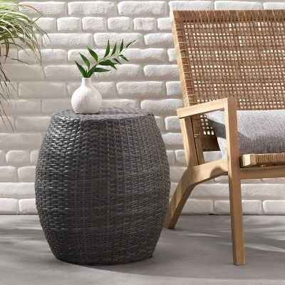 Canary Wicker Side Table - Gray - Christopher Knight Home 4 Canary Wicker Side Table - Gray - Christopher Knight Home - Image 4