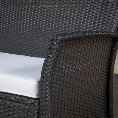 St. Lucia 4pc Wicker Patio Seating Set Black/White - Christopher Knight Home 2 St. Lucia 4pc Wicker Patio Seating Set Black/White - Christopher Knight Home - Image 2