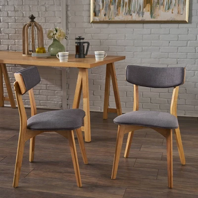 5pc Nissie Mid Century Curved Leg Dining Set Oak/Dark Gray - Christopher Knight Home 2 5pc Nissie Mid Century Curved Leg Dining Set Oak/Dark Gray - Christopher Knight Home - Image 2