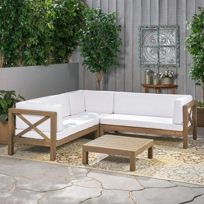 Brava 4pc Wood Patio Chat Set W/ Cushions - White - Christopher Knight Home 9 Brava 4pc Wood Patio Chat Set W/ Cushions - White - Christopher Knight Home - Image 9
