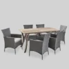 Bennett 7pc Acacia Wood And Wicker Dining Set - Christopher Knight Home