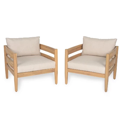 Christopher Knight Home Fritz Outdoor Rustic Upholstered Club Chair With Slat Paneling (Set Of 2) 1 Christopher Knight Home Fritz Outdoor Rustic Upholstered Club Chair With Slat Paneling (Set Of 2)