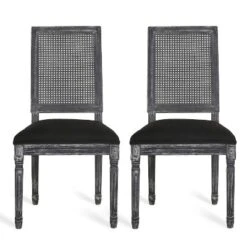 Christopher Knight Home Brownell French Country Fabric Upholstered Wood And Cane Dining Chairs (Set Of 2) -FurniVerse Store GUEST 38610559 164c 47e7 bd28 b5b06612f13d