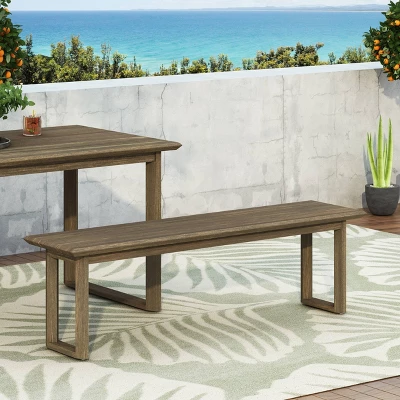Nibley Outdoor Acacia Wood Dining Bench Gray - Christopher Knight Home 2 Nibley Outdoor Acacia Wood Dining Bench Gray - Christopher Knight Home - Image 2