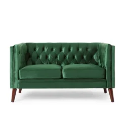 Holasek Contemporary Velvet Upholstered Tufted Loveseat - Christopher Knight Home -FurniVerse Store GUEST 39b0693e 270c 4280 8672 f449c8b77006