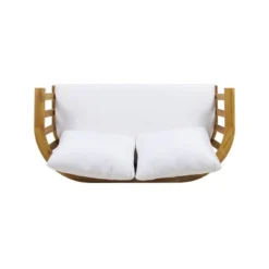 Solano Outdoor Wooden Loveseat With Cushions - White/Teak - Christopher Knight Home -FurniVerse Store GUEST 39d1fde2 d384 4f2e bc05 9b89b0680275