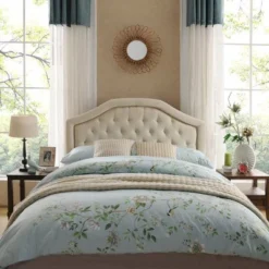 Contemporary Camelback Upholstered Headboard Full/Queen Size With Button Tufted Diamond Stitch & Nailhead Accents -Christopher Knight Home -FurniVerse Store GUEST 3b0ef915 ad5b 4027 a182 9d24f9c359e8