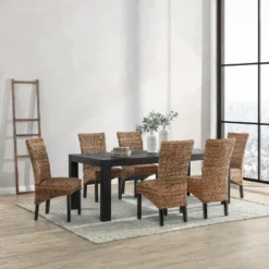 Christopher Knight Home Classic Harper Rattan And Wood Dining Chair (Set Of 2), Brown/Black -FurniVerse Store GUEST 3b2e3936 40a0 4c60 885e cea9f84c5343