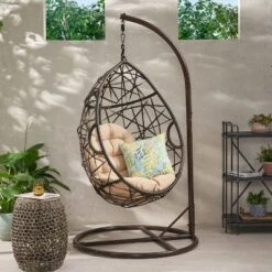 Christopher Knight Home Berkley Outdoor Wicker Tear Drop Hanging Chair With Stand -FurniVerse Store GUEST 3b7a081c 41cc 4769 98eb 182cc9d1c9cd