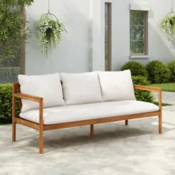Christopher Knight Home Negley Outdoor 73-Inch Acacia Wood 3 Seater Sofa With Rope Back