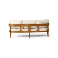 Brooklyn Outdoor Acacia Wood 3 Seat Sofa With Cushions Teak/Beige - Christopher Knight Home: Weather-Resistant Patio Furniture -FurniVerse Store GUEST 3bda2d83 3058 4160 aa85 f9b36dea962e