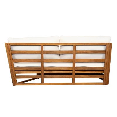 Christopher Knight Home Rugar 4-Seater Patio Acacia Wood V-Shaped Sectional Sofa With Thick Cushions 7 Christopher Knight Home Rugar 4-Seater Patio Acacia Wood V-Shaped Sectional Sofa With Thick Cushions - Image 7