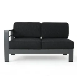 Christopher Knight Home Cape Coral Outdoor Aluminum 5 Seater Sectional Sofa Chat Set With 50000 BTU Fire Pit -FurniVerse Store GUEST 3e6d888f f8c1 4d75 b615 16458353b568