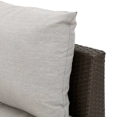 Christopher Knight Home 2pc Newton Wicker Outdoor Patio Curved Loveseat Sectional With Cushions Brown/Ceramic Gray 4 Christopher Knight Home 2pc Newton Wicker Outdoor Patio Curved Loveseat Sectional With Cushions Brown/Ceramic Gray - Image 4