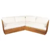 Christopher Knight Home Rugar 4-Seater Patio Acacia Wood V-Shaped Sectional Sofa With Thick Cushions