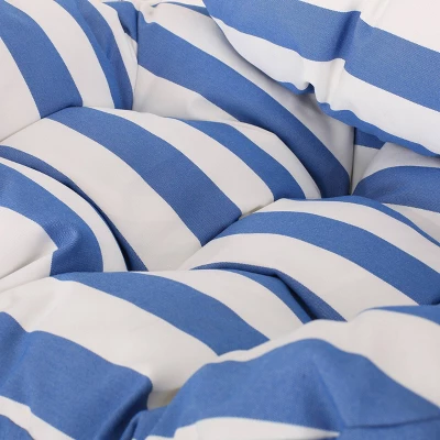 Los Alamitos Indoor/Outdoor Wicker Hanging Chair With 8' Chain - White/Blue - Christopher Knight Home 6 Los Alamitos Indoor/Outdoor Wicker Hanging Chair With 8' Chain - White/Blue - Christopher Knight Home - Image 6