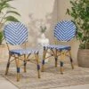 Christopher Knight Home Picardy 2pk Outdoor Aluminum French Cafe Chairs: Wicker, UV & Water-Resistant