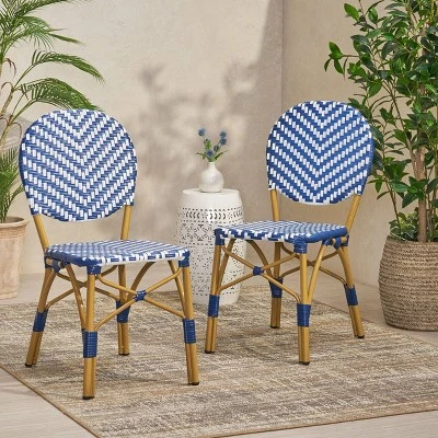 Christopher Knight Home Picardy 2pk Outdoor Aluminum French Cafe Chairs: Wicker, UV & Water-Resistant 1 Christopher Knight Home Picardy 2pk Outdoor Aluminum French Cafe Chairs: Wicker, UV & Water-Resistant