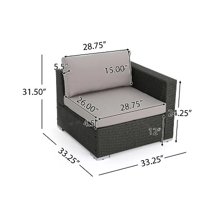 Christopher Knight Home Santa Rosa Outdoor Wicker 5 Seater V-Shaped Sectional Sofa Set With Cushions 5 Christopher Knight Home Santa Rosa Outdoor Wicker 5 Seater V-Shaped Sectional Sofa Set With Cushions - Image 5