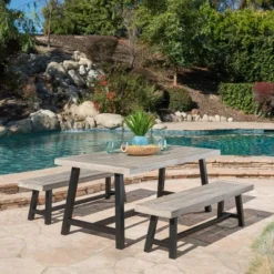 Carlisle 3pc Rustic Wood Patio Dining Set - Christopher Knight Home -FurniVerse Store GUEST 42965b1e 4353 4508 becd 717bb2b97071