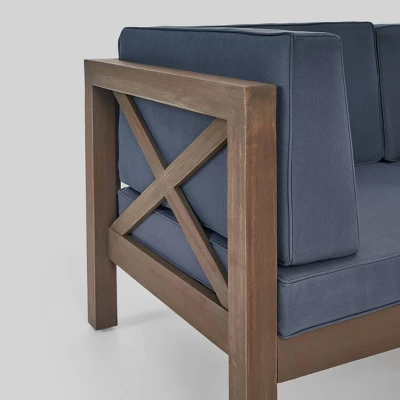 8pc Brava Acacia Sectional Patio Sofa Set -Gray Christopher Knight Home 2 8pc Brava Acacia Sectional Patio Sofa Set -Gray Christopher Knight Home - Image 2