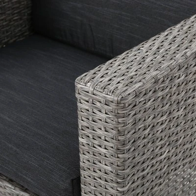 Puerta 8pc Wicker Chat Set - Black/Gray - Christopher Knight Home 2 Puerta 8pc Wicker Chat Set - Black/Gray - Christopher Knight Home - Image 2