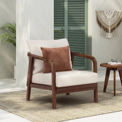 Christopher Knight Home Ivana Patio Woven Rope Acacia Wood Club Chair With Deep Cushions 9 Christopher Knight Home Ivana Patio Woven Rope Acacia Wood Club Chair With Deep Cushions - Image 9
