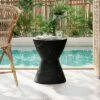 Christopher Knight Home Urkta Hourglass-shaped Light Weight Concrete Side Table,Black Marble