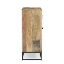 Orem Handcrafted Boho Wooden 2 Door Cabinet Natural/Black - Christopher Knight Home: Artisan Storage, Iron Frame -FurniVerse Store GUEST 49b82eb7 eebf 4ced 9994 74fa8be3fd9c