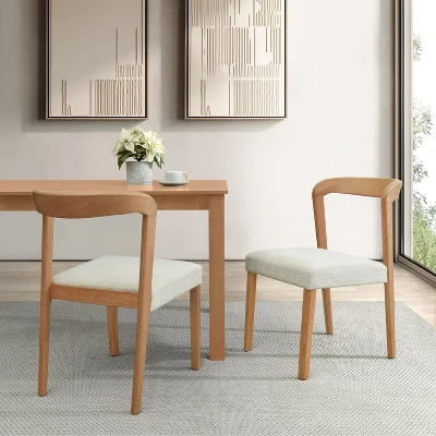 Christopher Knight Home Sonore Contemporary Rubberwood Upholstered Dining Chairs With Curved Open Back (Set Of 2) 9 Christopher Knight Home Sonore Contemporary Rubberwood Upholstered Dining Chairs With Curved Open Back (Set Of 2) - Image 9